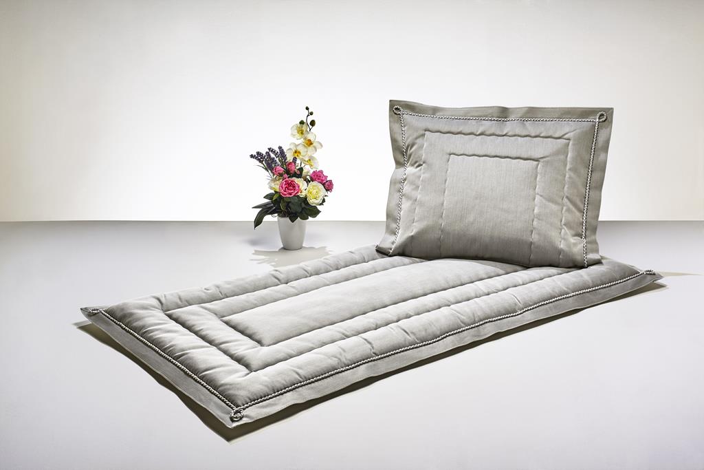 Deckengrt., Kreuzköper grau,  Stehsaum-Kordel, 250 g/m²