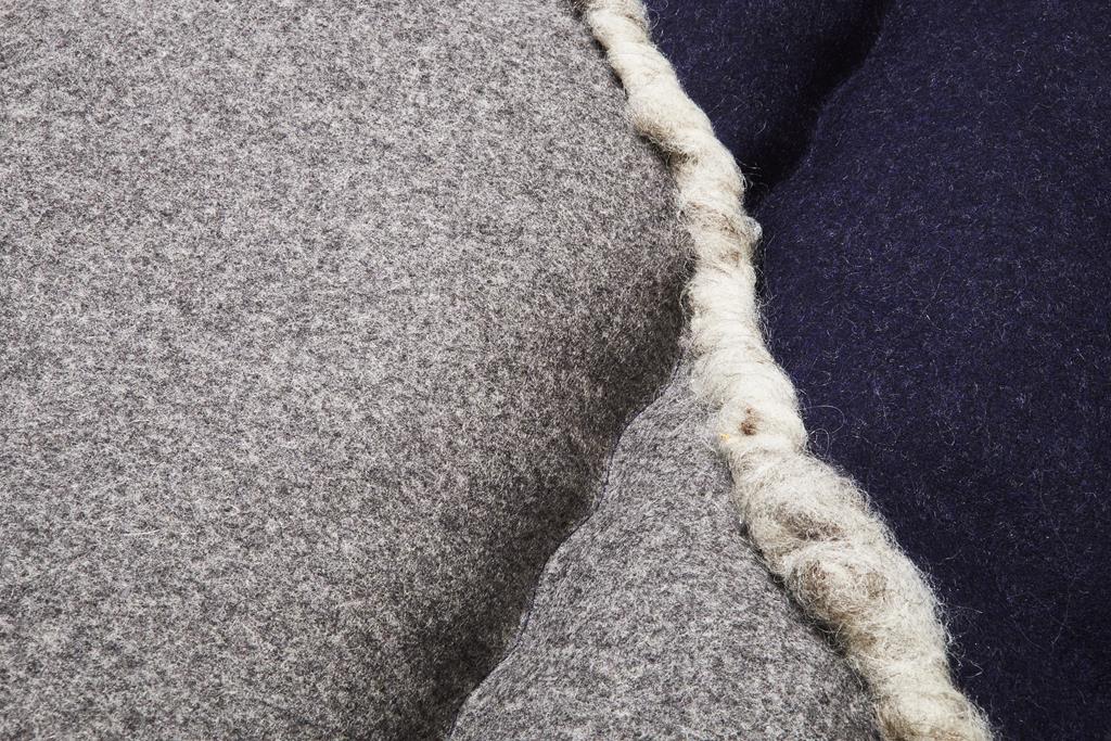 Deckengrt.,  Loden blau/grau, Filzkordel, Stehsaum, 350 g/m²
