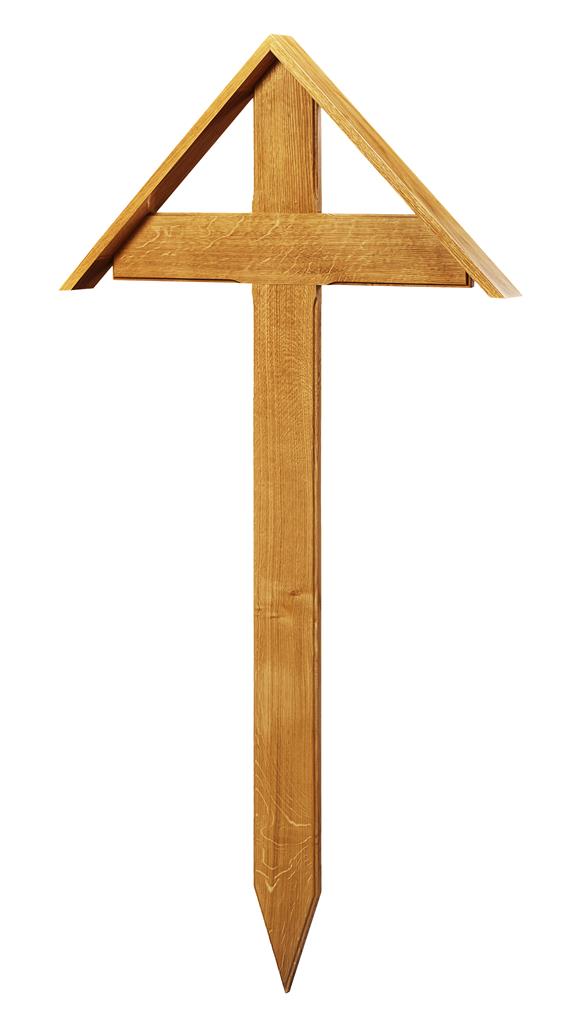 Grabkreuz Form 9 mit Dach, Roteiche lackiert, mit Hohlkehle, 120x63x11 cm