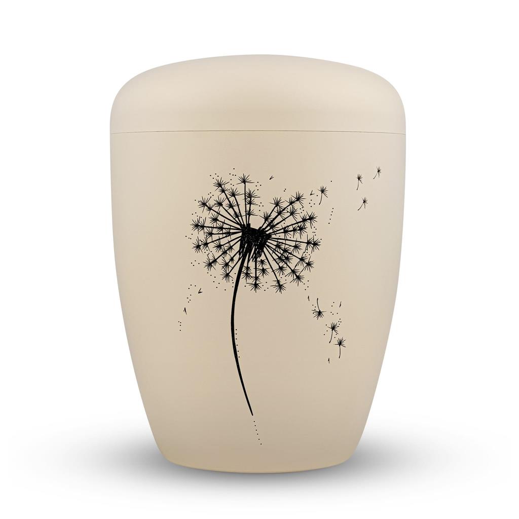 Naturstoffurne, seashell, Gravur "Pusteblume"