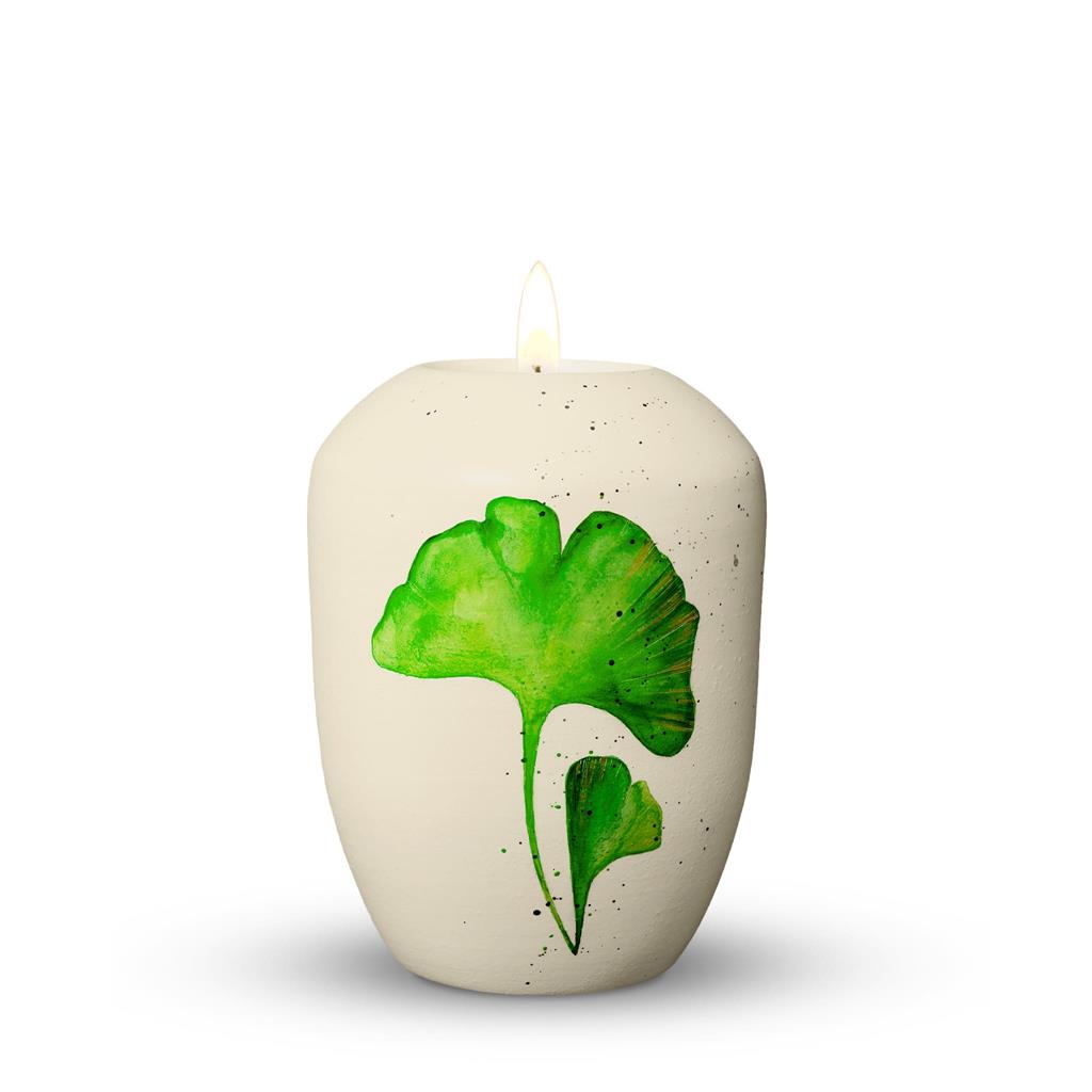 Gedenklicht, seashell, 'Ginkgoblätter grün'