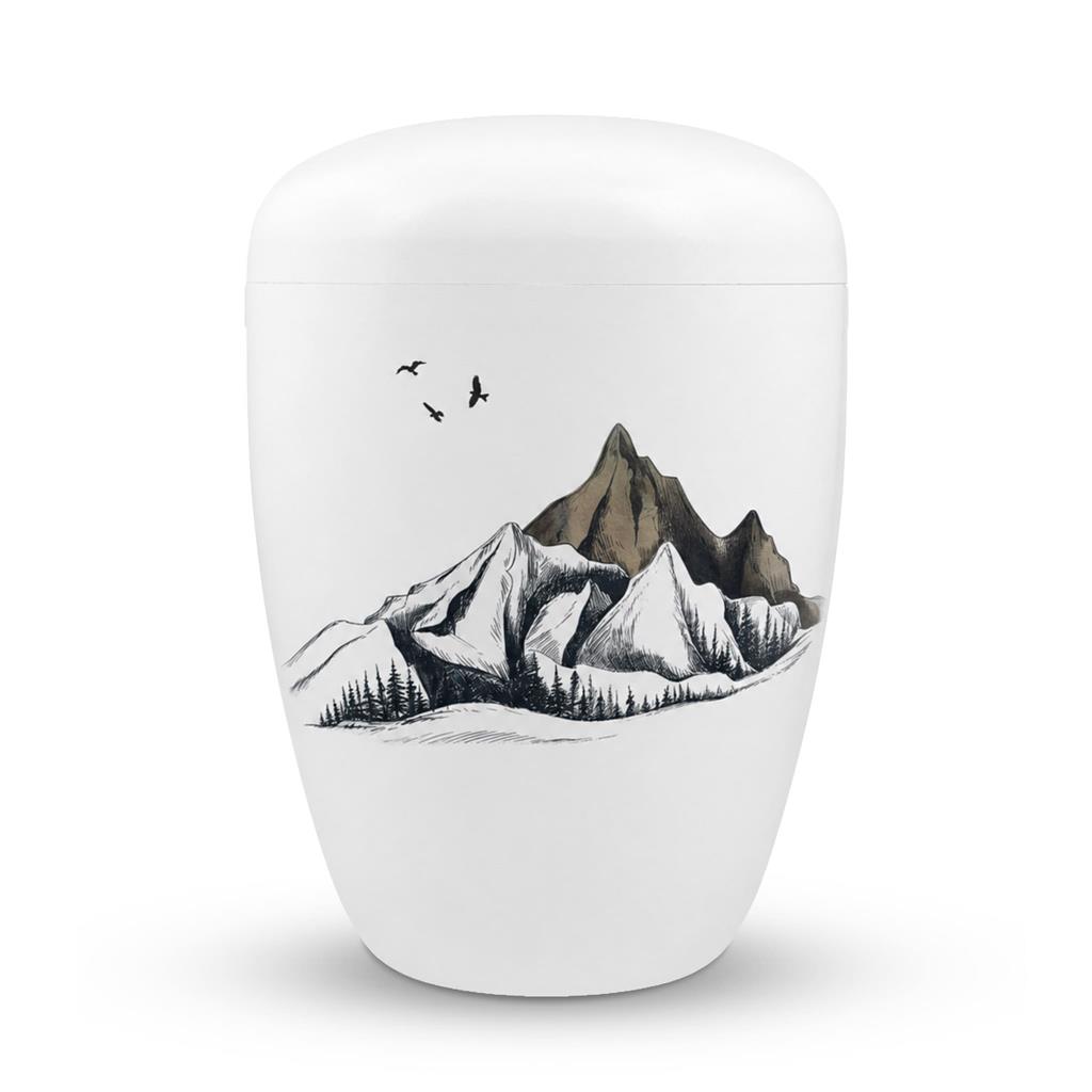 Naturstoffurne, weiß, 'Berge'