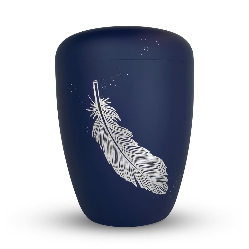 Naturstoffurne, atlantic-blue, "Feder silber"