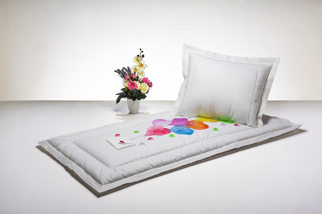 Deckengrt., Mischgewebe elfenbein, Herzluftballons, Stehsaum, 350 g/m²