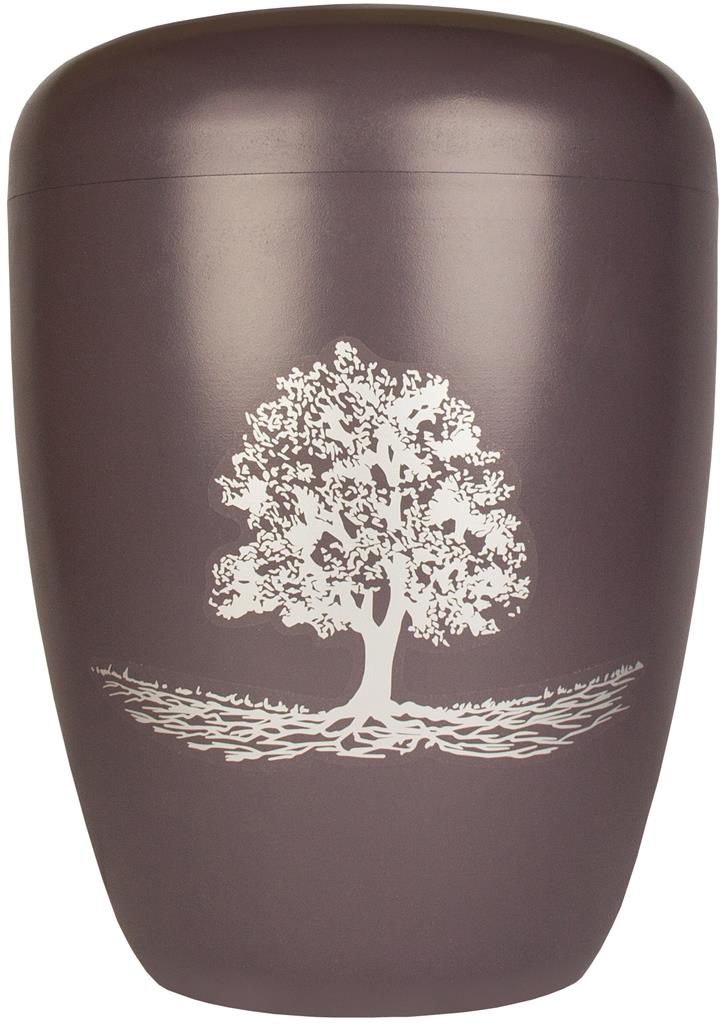 Naturstoffurne, pastell-braun, "Baum"