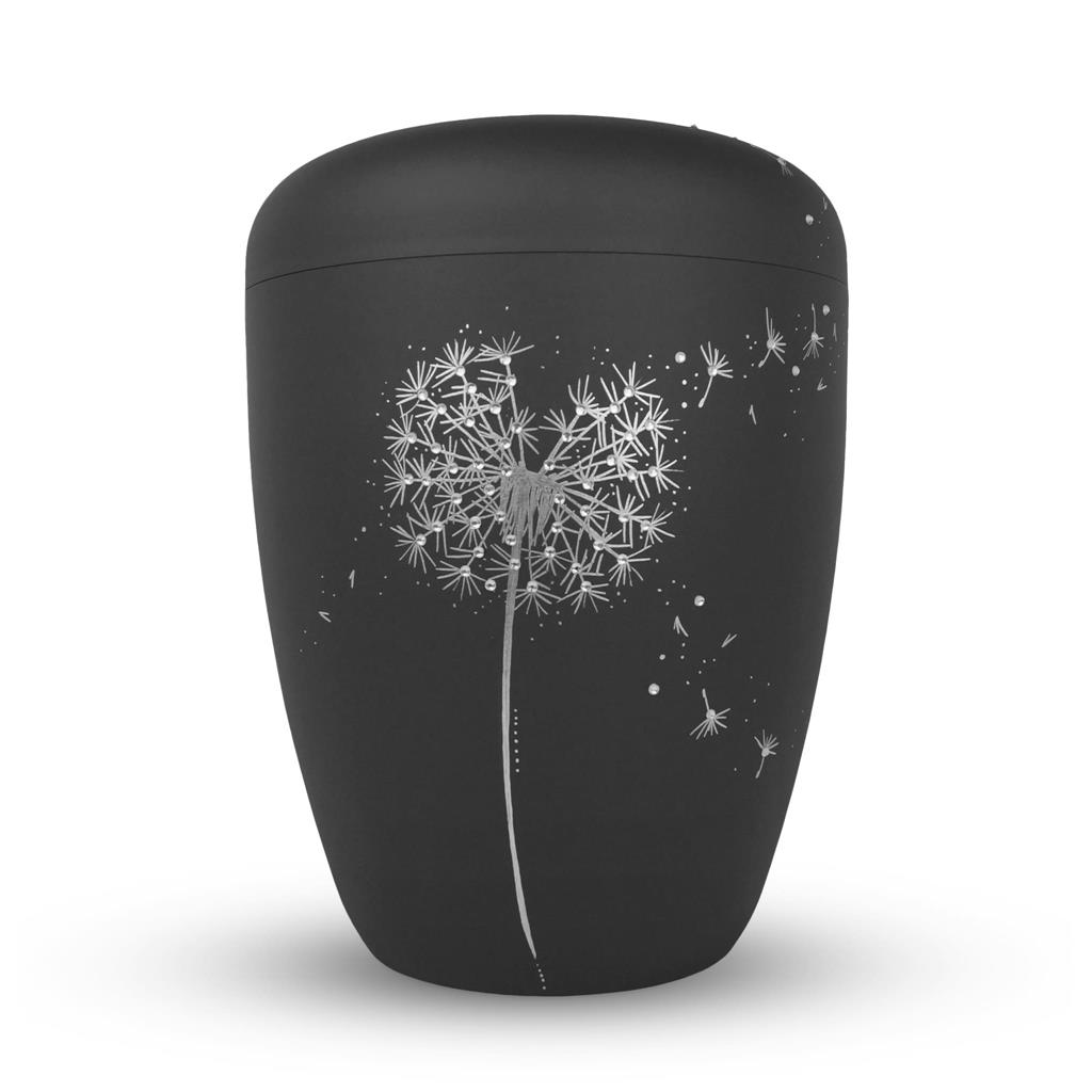 Naturstoffurne, stone-grey, "Pusteblume+Strass"