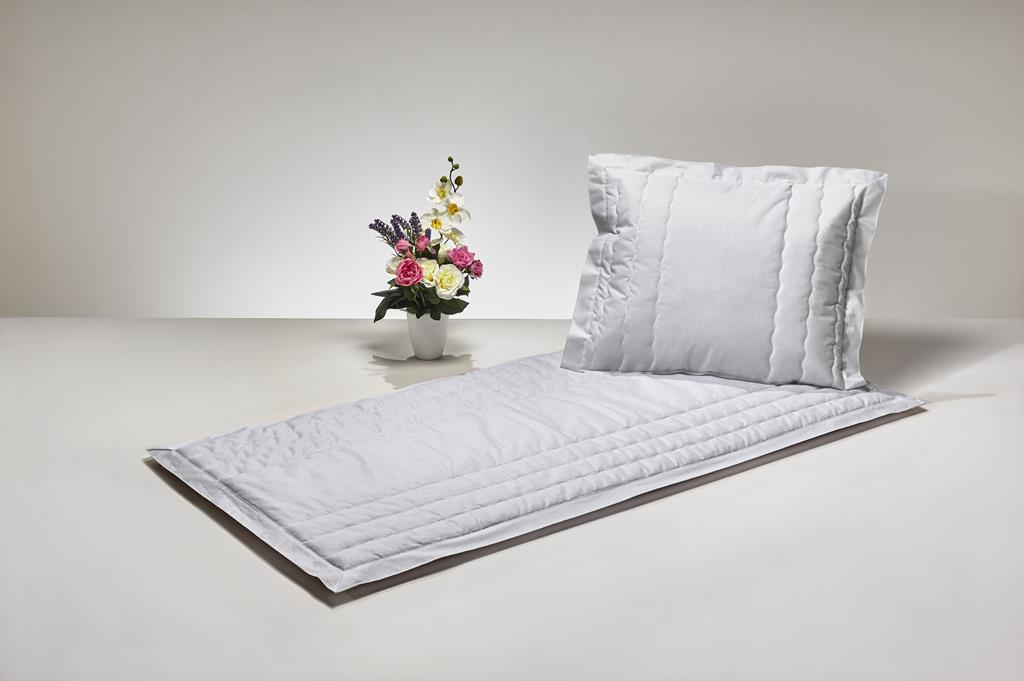 Deckengrt., BW-Linon weiß, Streifen, Stehsaum, 80 g/m²