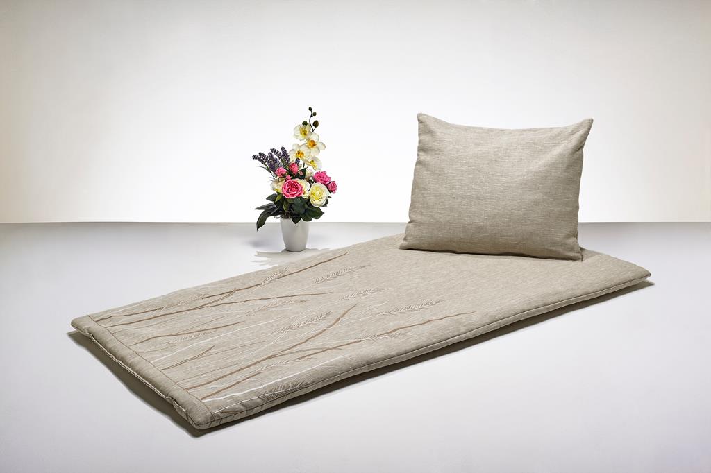 Nature Line - Deckengrt., Leinengewebe natur, Stickerei, 250 g/m² Schurwolle