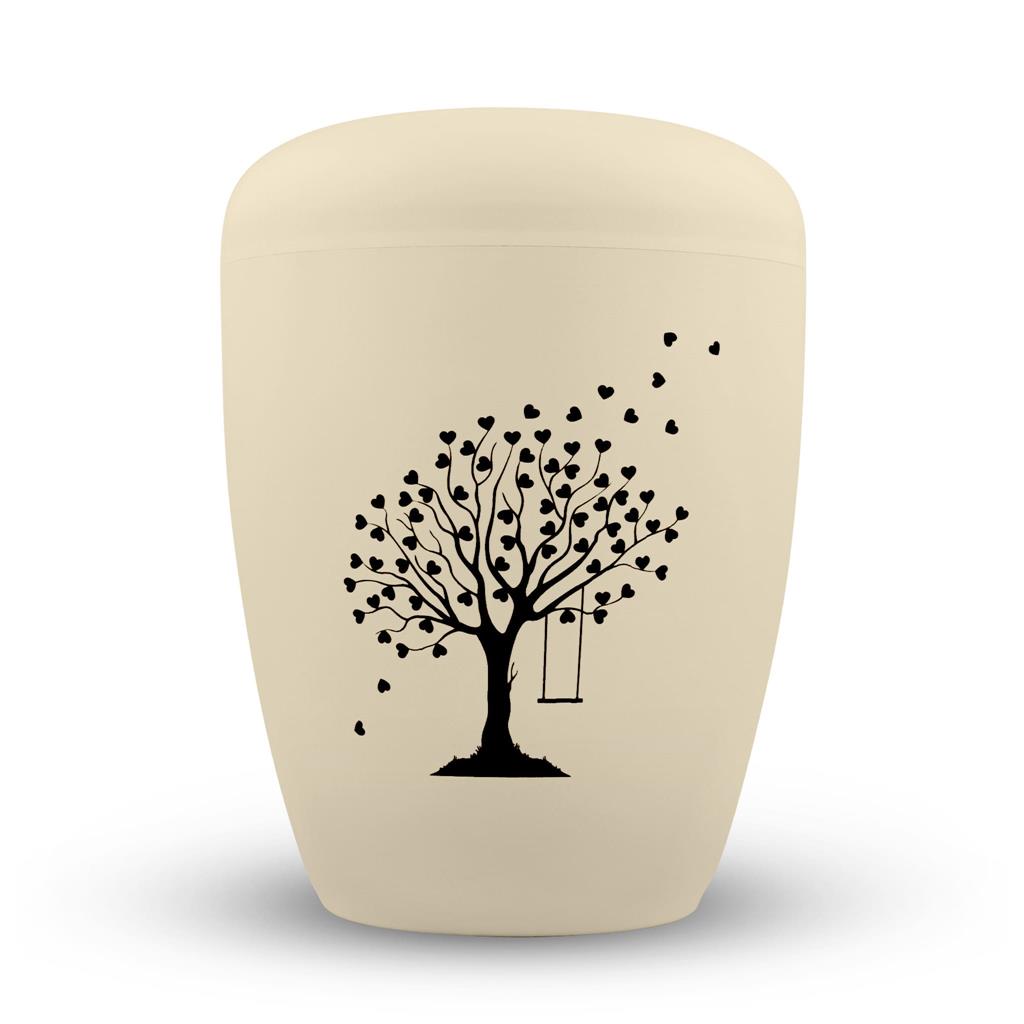 Naturstoffurne, seashell, Gravur "Baum m. Herzen"